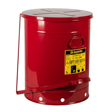 Load image into Gallery viewer, Justrite 21 Gallon, Oily Waste Can, Hands-Free, Self-Closing Cover, Red - 09700