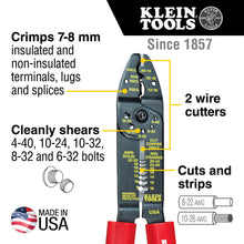 Load image into Gallery viewer, Klein Tools Multi Tool Stripper Crimper Wire Cutter 8-22 AWG
