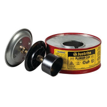 Load image into Gallery viewer, Justrite 1 Quart Steel Plunger Dispensing Can, Perforated Pan Screen Serves as Flame Arrester, Red - 10108