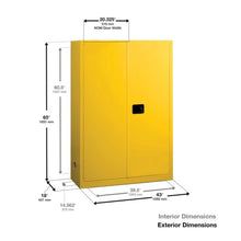 Load image into Gallery viewer, Eagle Manufacturing 45 Gallon 2 Door 2 Shelves Manual Close Metal Corrosive Safety Cabinet Blue (view 3 of 3)