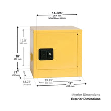 Load image into Gallery viewer, Eagle Manufacturing 2 Gallon Fire Cabinet 1 Shelf 1 Door Manual Close Bench Top Yellow (view 3 of 4)