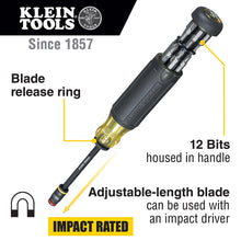 Load image into Gallery viewer, Klein Tools 14-in-1 HVAC Adjustable-Length Impact Screwdriver with Flip Socket