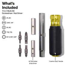 Load image into Gallery viewer, Klein Tools 32500 Multi-Bit Screwdriver / Nut Driver 11-in-1 Ph Sl Sq TORX Bits