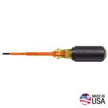 Load image into Gallery viewer, Klein Tools Insulated Screwdriver 3/32-Inch Cabinet 3-Inch Round Shank