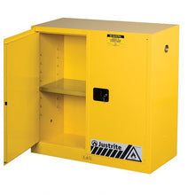 Load image into Gallery viewer, Justrite 30 Gallon, 1 Shelf, 2 Doors, Manual Close, Flammable Cabinet, Sure-Grip® EX, Yellow - 893000