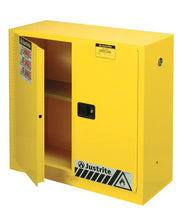 Load image into Gallery viewer, Justrite 30 Gallon, 1 Shelf, 2 Doors, Manual Close, Flammable Cabinet, Sure-Grip® EX, Yellow - 893000