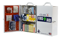 Load image into Gallery viewer, Certified Safety 75V Class A ANSI First Aid Kit – 3 Shelf Metal Cabinet