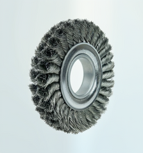 Load image into Gallery viewer, Weiler 6" Standard Twist Knot Wire Wheel, .016" Steel Fill, 2" Arbor Hole