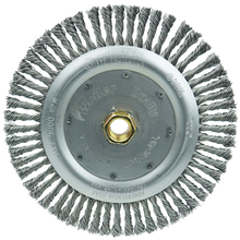 Load image into Gallery viewer, Weiler Dually 7" Root Pass Weld Cleaning Brush, .020" Steel Wire Fill, 5/8"-11 UNC Double-Hex Nut