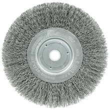 Load image into Gallery viewer, Weiler 6" Narrow Face Crimped Wire Wheel, .014" Steel Fill, 5/8"-1/2" Arbor Hole