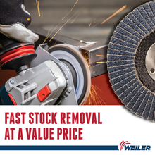 Load image into Gallery viewer, Weiler 4-1/2" Wolverine Abrasive Flap Disc, Flat (TY27), Phenolic Backing, 60Z, 5/8"-11 UNC Nut