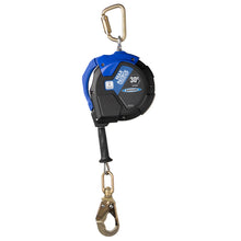 Load image into Gallery viewer, Retractable ladder with blue and black design on a white background