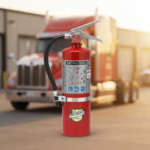 Load image into Gallery viewer, Red fire extinguisher with visible brand logo on a white background