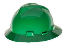 Load image into Gallery viewer, MSA V-Gard Slotted Full-Brim Hat, Green, w/Fas-Trac III Suspension