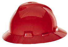 Load image into Gallery viewer, MSA V-Gard Slotted Full-Brim Hat, Red, w/Fas-Trac III Suspension