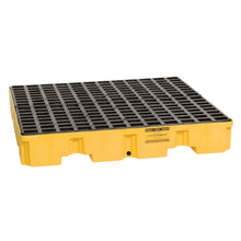 Load image into Gallery viewer, Eagle Manufacturing 4 Drum Plastic Pallet With Drain Yellow
