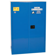 Load image into Gallery viewer, Eagle Manufacturing 45 Gallon 2 Door 2 Shelves Manual Close Metal Corrosive Safety Cabinet Blue
