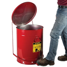 Load image into Gallery viewer, Justrite 21 Gallon, Oily Waste Can, Hands-Free, Self-Closing Cover, Red - 09700
