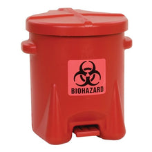 Load image into Gallery viewer, Eagle Manufacturing 6 Gallon Biohazardous Plastic Waste Can Foot-Operated Red

