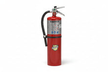 Load image into Gallery viewer, Buckeye 11340 Portable Fire Extinguisher label with specifications and features on a red background
