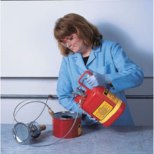 Load image into Gallery viewer, Justrite 1 Gallon Plastic Safety Can for Flammables, Oval, Flame Arrester, Stainless Steel Hardware, Red - 14160
