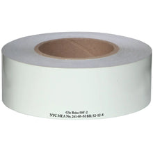 Load image into Gallery viewer, MEA Printed Photoluminescent Egress Marking Tape. Another roll width, photographed on a white background.
