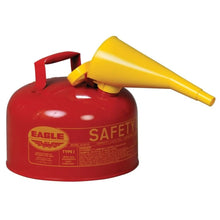 Load image into Gallery viewer, Eagle Manufacturing 2.5 Gallon Steel Safety Can for Flammables Type I Flame Arrester Funnel Red (view 2 of 5)

