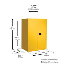 Load image into Gallery viewer, Eagle Manufacturing 110 Gallon 2 Drum Vertical 1 Shelf 2 Door Manual Close Safety Cabinet Yellow (view 3 of 4)
