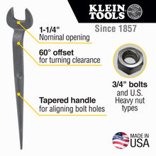 Load image into Gallery viewer, Klein Tools Spud Wrench 1-1/4-Inch Nominal Opening for Heavy Nut
