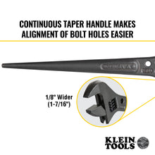 Load image into Gallery viewer, Klein Tools Adjustable Spud Wrench 10-Inch 1-7/16-Inch Tether Hole
