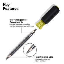 Load image into Gallery viewer, Klein Tools 32500 Multi-Bit Screwdriver / Nut Driver 11-in-1 Ph Sl Sq TORX Bits
