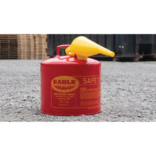 Load image into Gallery viewer, Eagle Manufacturing 5 Gallon Steel Safety Can for Flammables Type I Flame Arrester Funnel Red (view 4 of 5)

