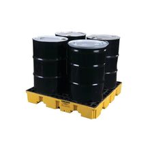 Load image into Gallery viewer, Eagle Manufacturing 4 Drum Plastic Pallet With Drain Yellow (view 4 of 5)
