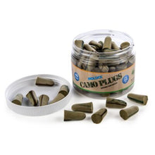 Load image into Gallery viewer, Jar of camouflage earplugs with a white lid on a white background
