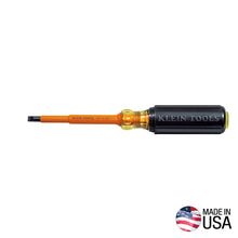 Load image into Gallery viewer, Klein Tools Insulated Screwdriver 1/4-Inch Cabinet 4-Inch Round Shank

