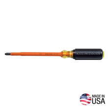 Load image into Gallery viewer, Klein Tools Insulated Screwdriver 1/4-Inch Cabinet 4-Inch Round Shank
