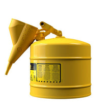 Load image into Gallery viewer, Justrite 5 Gallon Steel Safety Can for Diesel, Type I, Funnel, Flame Arrester, Yellow - 7150210
