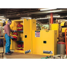 Load image into Gallery viewer, Justrite 45 Gallon, 2 Shelves, 2 Doors, Manual Close, Flammable Cabinet, Sure-Grip® EX, Yellow - 894500
