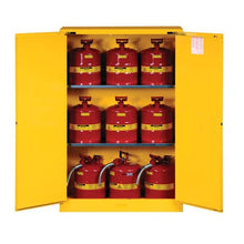 Load image into Gallery viewer, Justrite 45 Gallon, 2 Shelves, 2 Doors, Self Close, Flammable Cabinet, Sure-Grip® EX, Yellow - 894520

