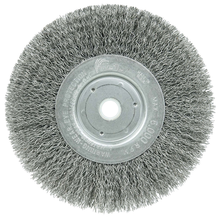 Load image into Gallery viewer, Weiler 6" Narrow Face Crimped Wire Wheel, .014" Steel Fill, 5/8"-1/2" Arbor Hole

