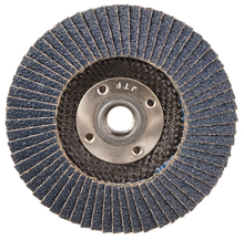 Load image into Gallery viewer, Weiler 4-1/2" Wolverine Abrasive Flap Disc, Flat (TY27), Phenolic Backing, 60Z, 5/8"-11 UNC Nut
