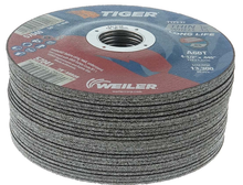Load image into Gallery viewer, Weiler 4-1/2" x .045" TIGER AO Type 27 Cutting Wheel, A60T, 7/8" A.H.
