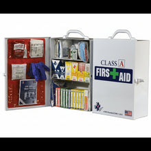 Load image into Gallery viewer, Certified Safety 75V Class A ANSI First Aid Kit – 3 Shelf Metal Cabinet
