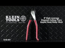 Load and play video in Gallery viewer, Klein Tools D248-9ST Ironworker's Diagonal Cutting Pliers High-Leverage 9-Inch
